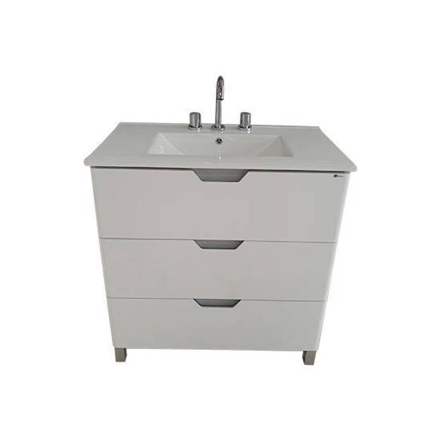 Imagen de Vanitory BUONA Cima blanco 80 cm mesada loza 3 agujeros