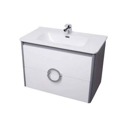 Imagen de Vanitory CAMPI Circle blanco-gris 60 cm c/mesada loza Shape 1 Ag.