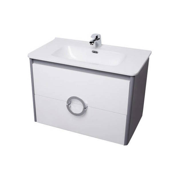 Imagen de Vanitory CAMPI Circle blanco-gris 60 cm c/mesada loza Shape 1 Ag.