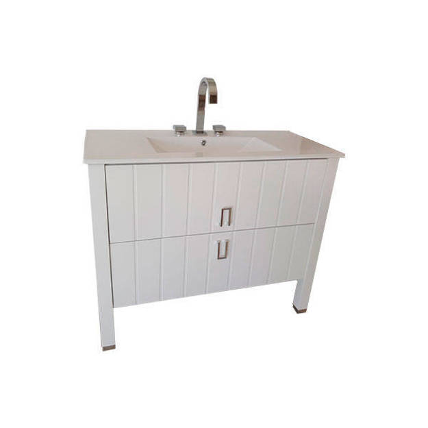Imagen de Vanitory CAMPI Deck blanco 100 cm c/mesada loza recta 3 Ag.