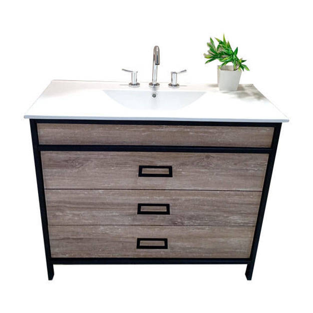 Imagen de Vanitory CAMPI Iron 100 cm c/mesada loza recta 3 Ag.