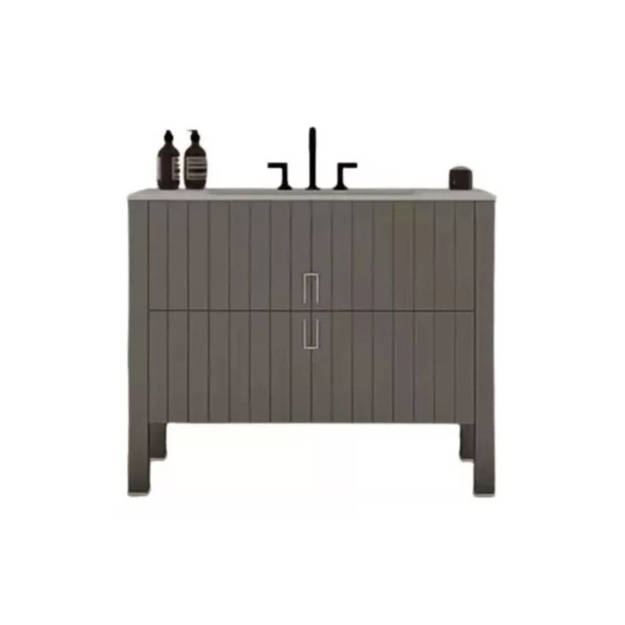 Imagen de Vanitory CAMPI Deck gris 100 cm c/mesada loza recta 3 Ag.