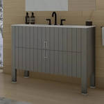 Imagen de Vanitory CAMPI Deck gris 100 cm c/mesada loza recta 3 Ag.