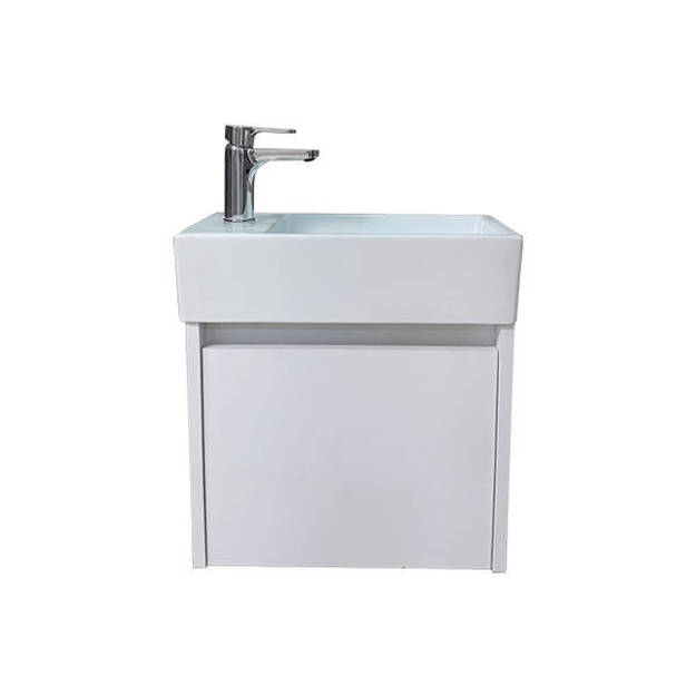 Imagen de Vanitory colgar CAMPI Shape 45 blanco con mesada loza 1 Ag.