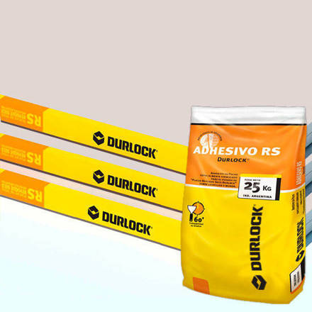Imagen de 3 Placas yeso revoque seco 120x260 12,5mm + 1 Adhesivo x 25 kg. DURLOCK
