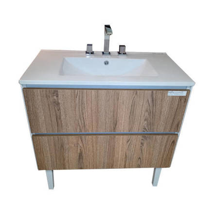 Imagen de Vanitory MINDA Capri con patas 2caj 82x42x47 Olmo con mesada 3 ag