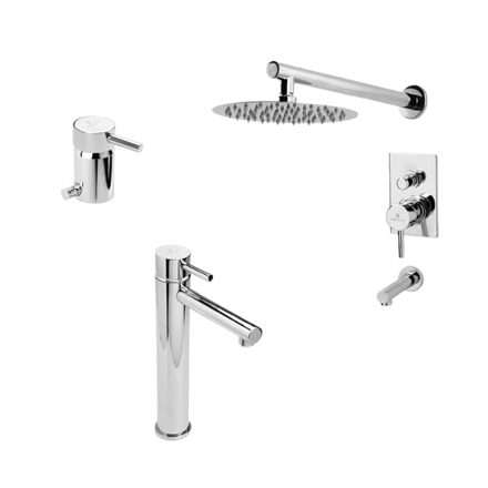 Imagen de COMBO Monocomando ESTALGRIF Arona Cromo lavatorio alto + bidet + ducha