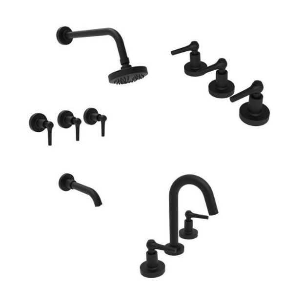 Imagen de COMBO Grifería ESTALGRIF Haifa Lever Black Advance  lavatorio + bidet + ducha