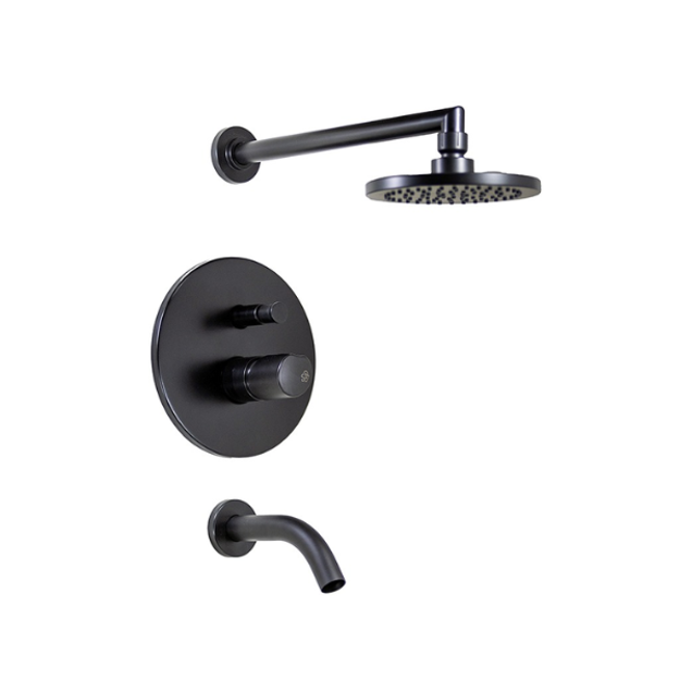 Imagen de Monocomando FV Cilindra Negro Mate Ducha de embutir 0106/M5-NG