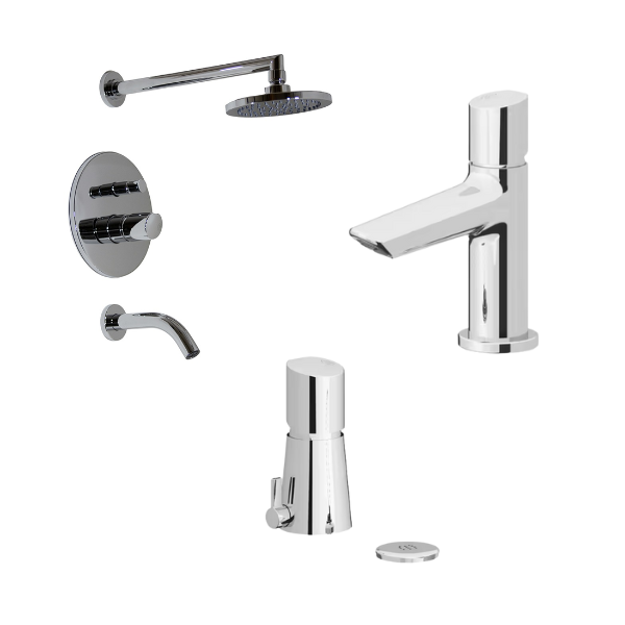 Imagen de Monocomando FV Cilindra Cromo M5-CR Lavatorio + Bidet + Ducha