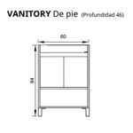 Imagen de Vanitory con patas ESSENZA Nivor Moka 60 cm con mesada losa 3 ag