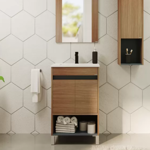 Imagen de Vanitory con patas ESSENZA Nivor Moka 80 cm con mesada losa 1 ag.