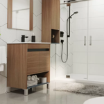 Imagen de Vanitory con patas ESSENZA Nivor Moka 80 cm con mesada losa 1 ag.