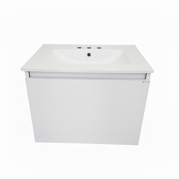 Imagen de Vanitory colgar SCHNEIDER City PVC Bco. Sat. 60cm - mesada 3 ag