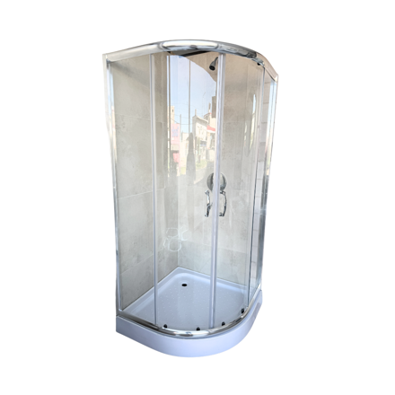 Imagen de Box de ducha semicirc.c/recept AQUA SWIM 90x90 x195cm cromo brill