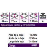 Imagen de EXPANMETAL acero 1.25 x2.44 mt. 440.20 4,00 kg/m2 cod.03992