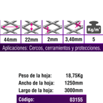 Imagen de EXPANMETAL acero 1.25 x3.00 mt. 440.20 5.00 kg/m2 cod.03155