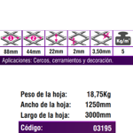 Imagen de EXPANMETAL acero 1.25x3.00mt. gotico 880/440-20 5k/m2 cod.3195