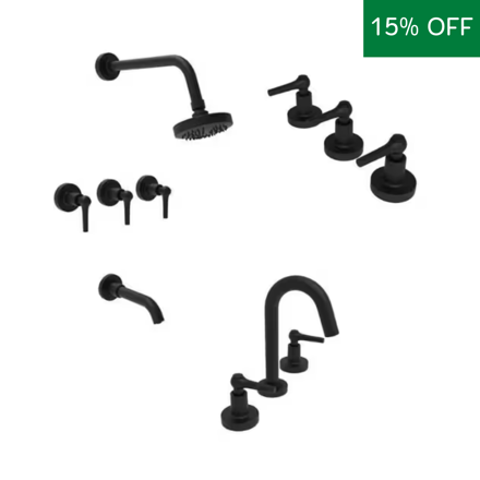 Imagen de COMBO Grifería ESTALGRIF Haifa Lever Black Advance  lavatorio + bidet + ducha