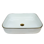 Imagen de Bacha TIVVOX 50x39x13cm. blanco y dorado c/sopapa 9391B E-178