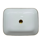 Imagen de Bacha RHAYPIC 50x39x13cm. blanco y dorado c/sopapa 9391B E-178