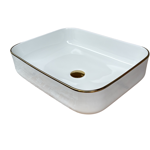 Imagen de Bacha RHAYPIC 50x39x13cm. blanco y dorado c/sopapa 9391B E-178