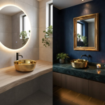 Imagen de Bacha TIVVOX redonda 36,5x36,5x12,5cm.oro rosa c/sop.9514B E-103