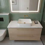 Imagen de Bacha TIVVOX 50x39x13cm. blanco y dorado c/sopapa 9391B E-178