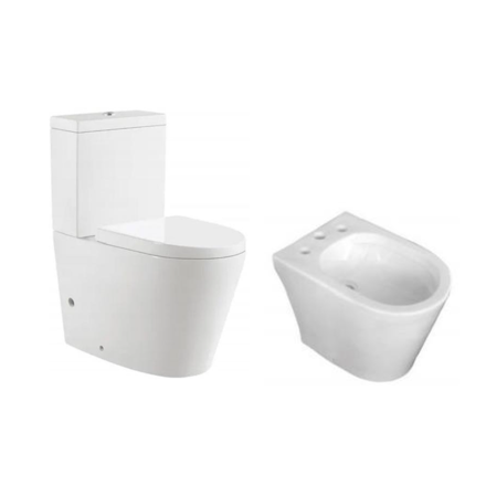 Imagen de Juego baño TIVVOX Assisi inodoro lgo.+depósito+asiento+bidet 3Ag.
