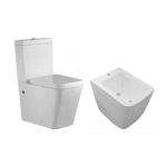 Imagen de Juego baño TIVVOX Noto inodoro lgo.+depósito+asiento+bidet 1Ag.