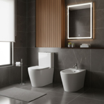 Imagen de Juego baño TIVVOX Assisi inodoro lgo.+depósito+asiento+bidet 1Ag.