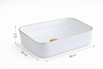 Imagen de Bacha RHAYPIC 50x39x13cm. blanco y dorado c/sopapa 9391B E-178