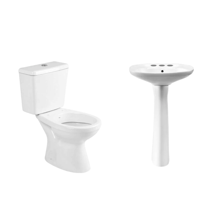 Imagen de Juego baño Capea Italiana bidet + inodoro largo + deposito + columna + lavatorio gde 3A.