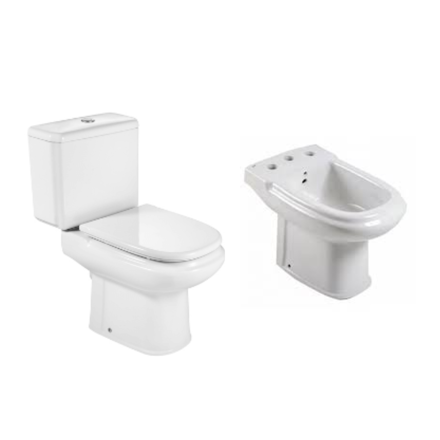 Imagen de Juego baño Roca Dama blanco largo + bidet 3ag