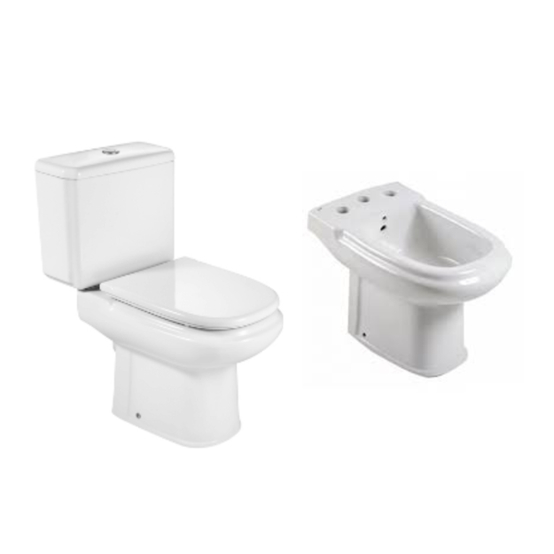 Imagen de Juego baño Roca Dama blanco largo + bidet 3ag