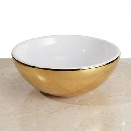 Imagen de Bacha loza redonda 280 x 100 LÚMINI Aurum bco y dorado XZ-G010-WJ