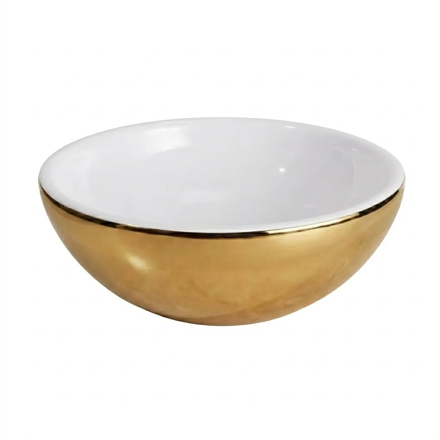 Imagen de Bacha loza redonda 280 x 100 -PF- Aurum bco y dorado XZ-G010-WJ