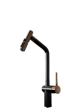 Imagen de Grifería monocomando cocina JOHNSON Glow Gold + Black