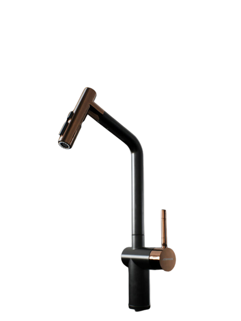 Imagen de Grifería monocomando cocina JOHNSON Glow Gold + Black