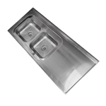 Imagen de Mesada 200cm JOHNSON ac.304 c/resp.sin aguj.c/pileta dob c-37 i