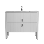 Imagen de Vanitory CAMPI Deck blanco 100 cm c/mesada loza recta 3 Ag.