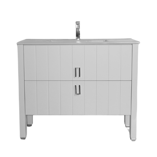 Imagen de Vanitory CAMPI Deck blanco 100 cm c/mesada loza recta 3 Ag.