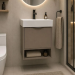 Imagen de Vanitory colgar CAMPI House capuchino 50 blanco con bacha loza 1 Ag.