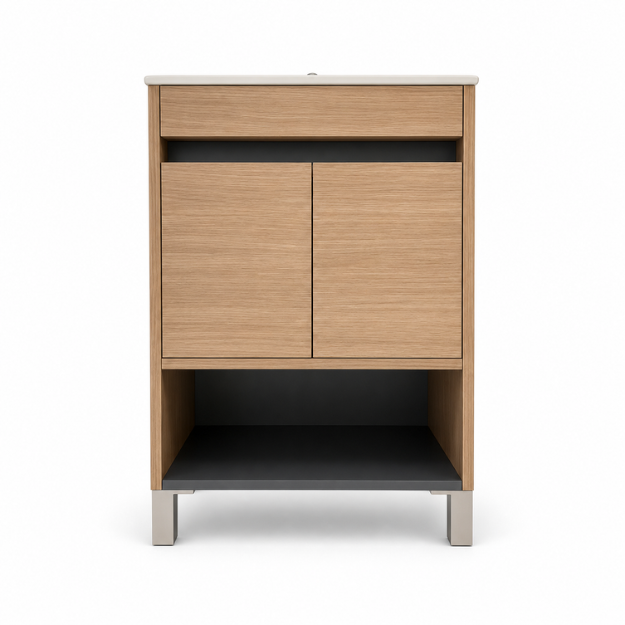 Imagen de Vanitory con patas ESSENZA Nivor Moka 60 cm con mesada losa 1 ag.