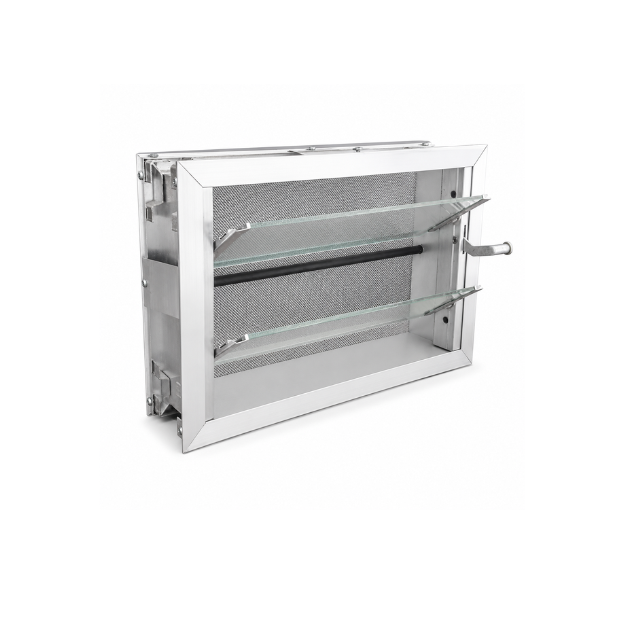 Imagen de Aireador aluminio blanco 40x25 reja mosquitero vidrio traslúcido