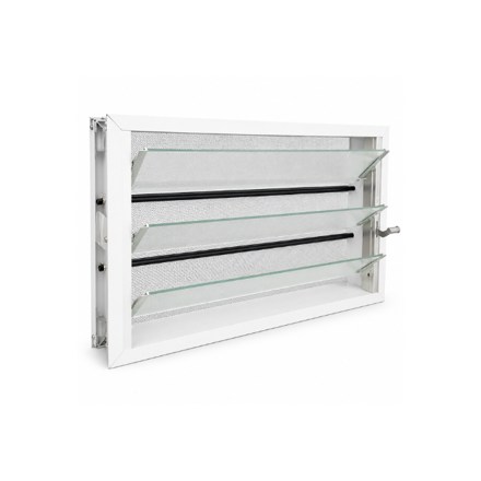 Imagen de Aireador aluminio blanco 60x35 reja mosquitero vidrio traslúcido