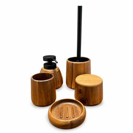 Imagen de Set de baño ACCECO Bela 5 piezas Madera AB-1740