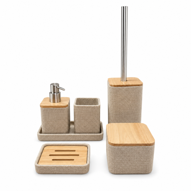 Imagen de Set de baño ACCECO Bela 6 piezas Beige AB-1730
