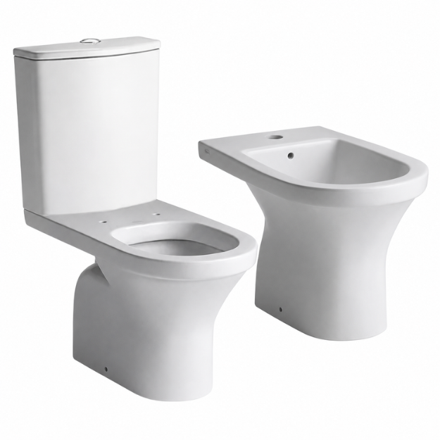 Imagen de Juego baño Varese Ferrum 3 piezas inodoro largo + deposito + bidet 1 a