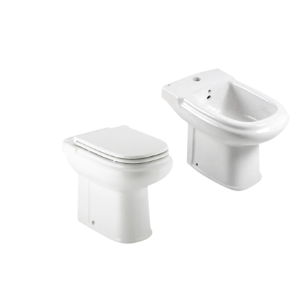 Imagen de Juego baño 3 Piezas Dama Blanco Roca  Inodoro corto + Bidet 1a + Asiento 